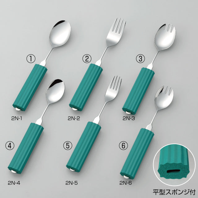 ラッピング無料】 介護 スプーン オールステンレスハンドル スポンジNS-2付 2N-1 スプーン大 斉藤工業 日本製 太目 太め 自助食器 ネック  首 変形 角度調整 手指の変形 握力低下 手首 ひじ 肩 関節 運動障害 変形可能